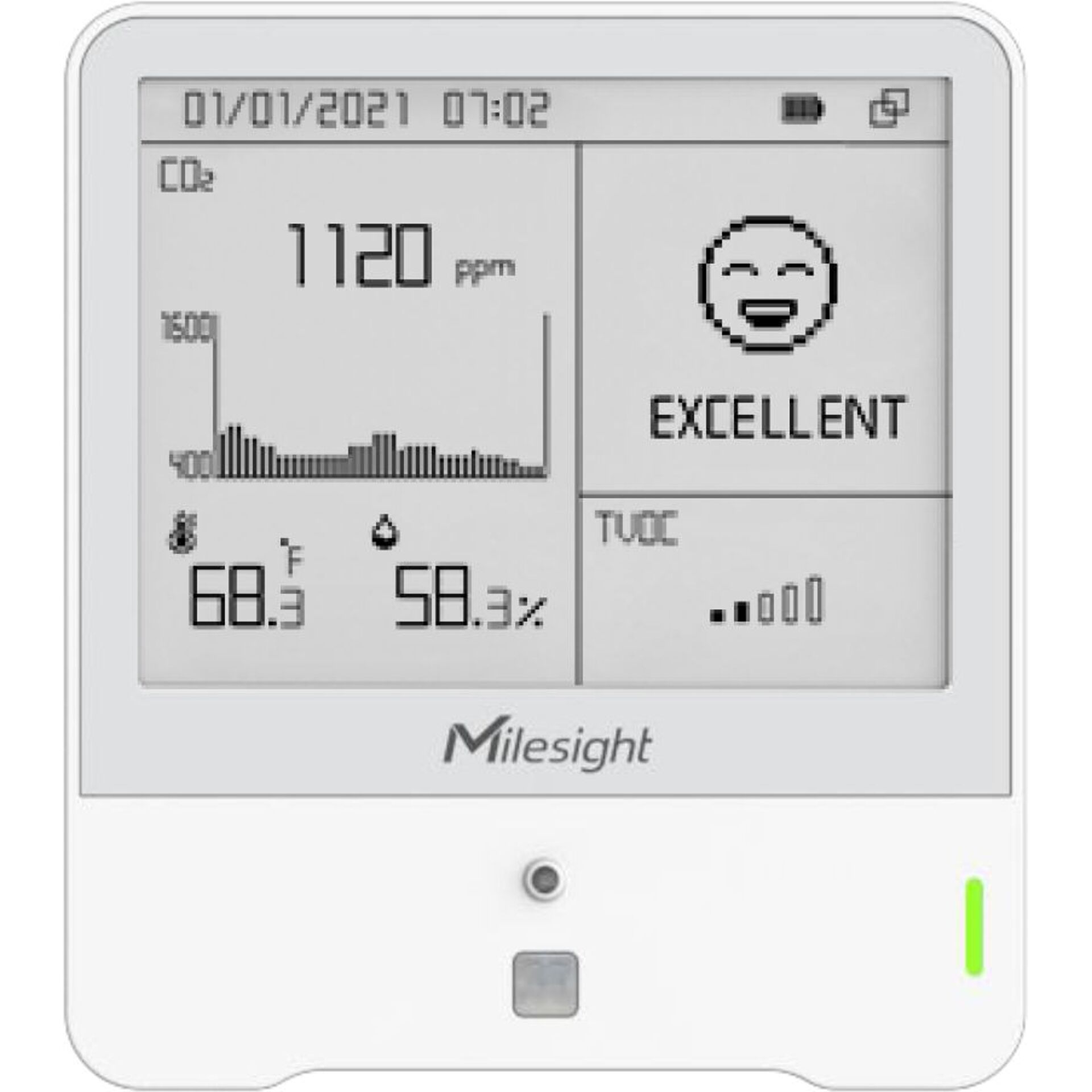 AM307 Milesight 7-in-1 LoRaWAN Indoor Air Quality Sensor - 7 measurable parameters