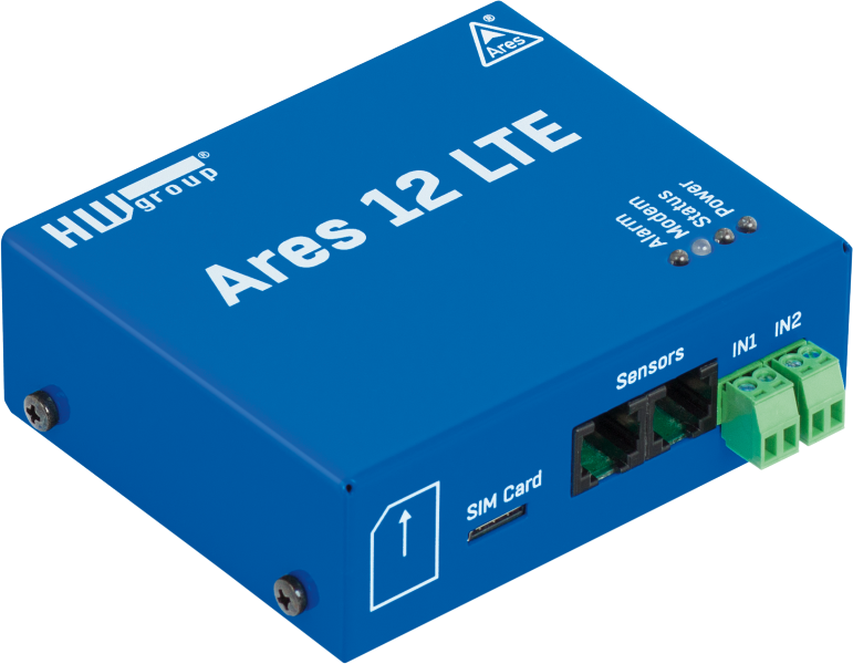 Ares12 LTE G (global) startup package - Power adaptor (US, EU, UK), Temperature sensor (3m IP67) and external antenne included.