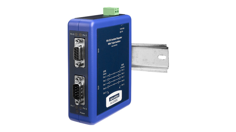 ULI-232DC - Serial Repeater, RS-232, DB9, Isolated, Ind. DIN, C1D2