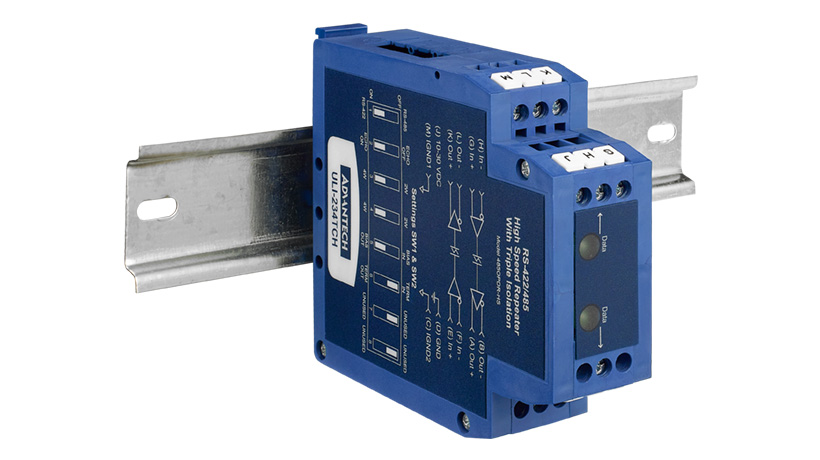 ULI-234TCH - Serial Repeater, RS-422/485 TB, Isolated, Ind. DIN, High Speed