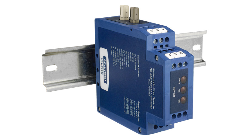 ULI-211C Serial Converter, RS-232 TB to MM Fiber ST, Ind. DIN