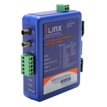 Serial to Fiber Converter, RS-232/422/485 TB to MM Fiber ST (Inverted), Ind. DIN, C1D2