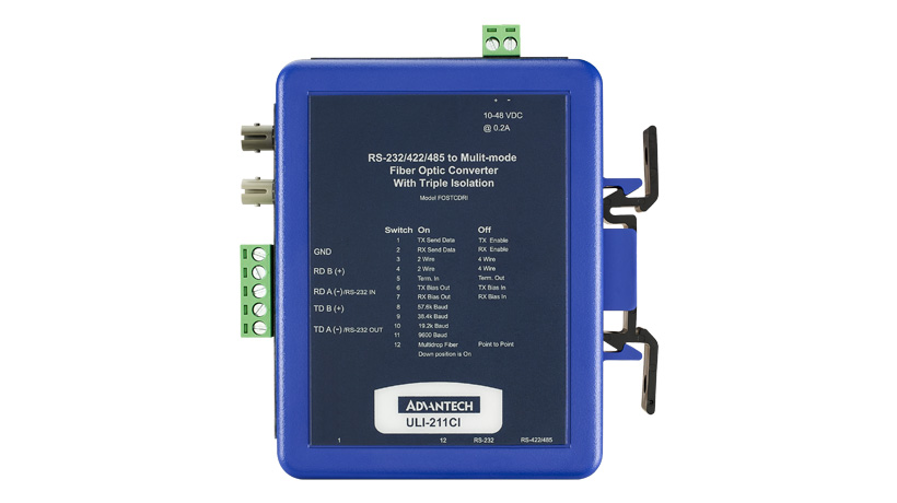 ULI-211CI -Triple Isolated RS-232/422/485 (TB) to Multi-mode Fiber Converter (ST )