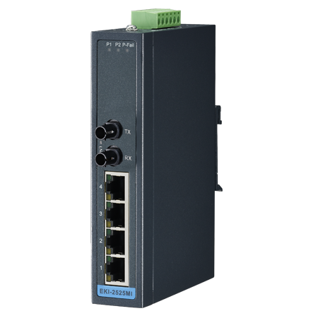 4+1 ST Multi-mode Unmanaged Ethernet Switch,  -40~75℃