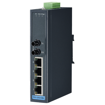 4+1 ST Single-mode Unmanaged Ethernet Switch,  -40~75℃