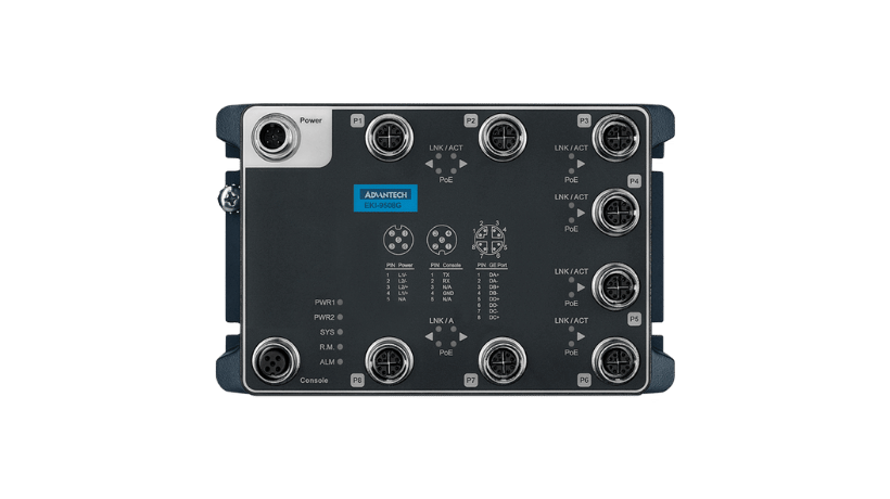 EN50155 M12 8GE PoE Managed SW, 24~110VDC