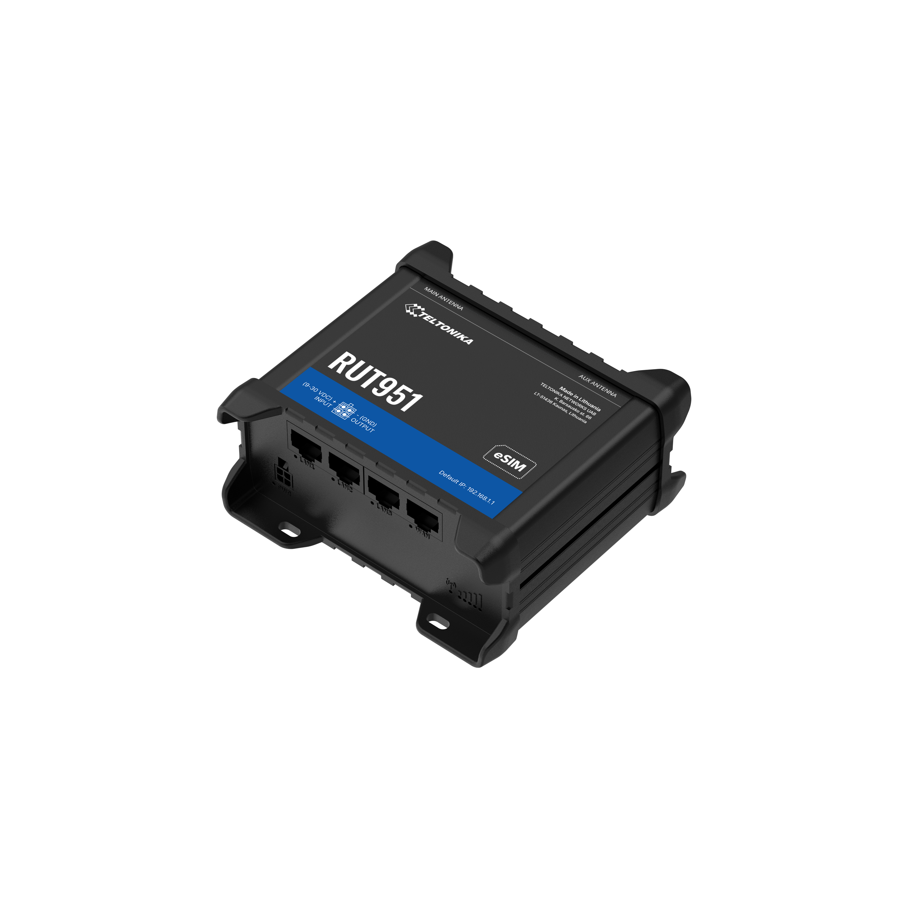 RUT951 - Industrial Cellular Router, 4G LTE (Cat 4), 3G, 2G