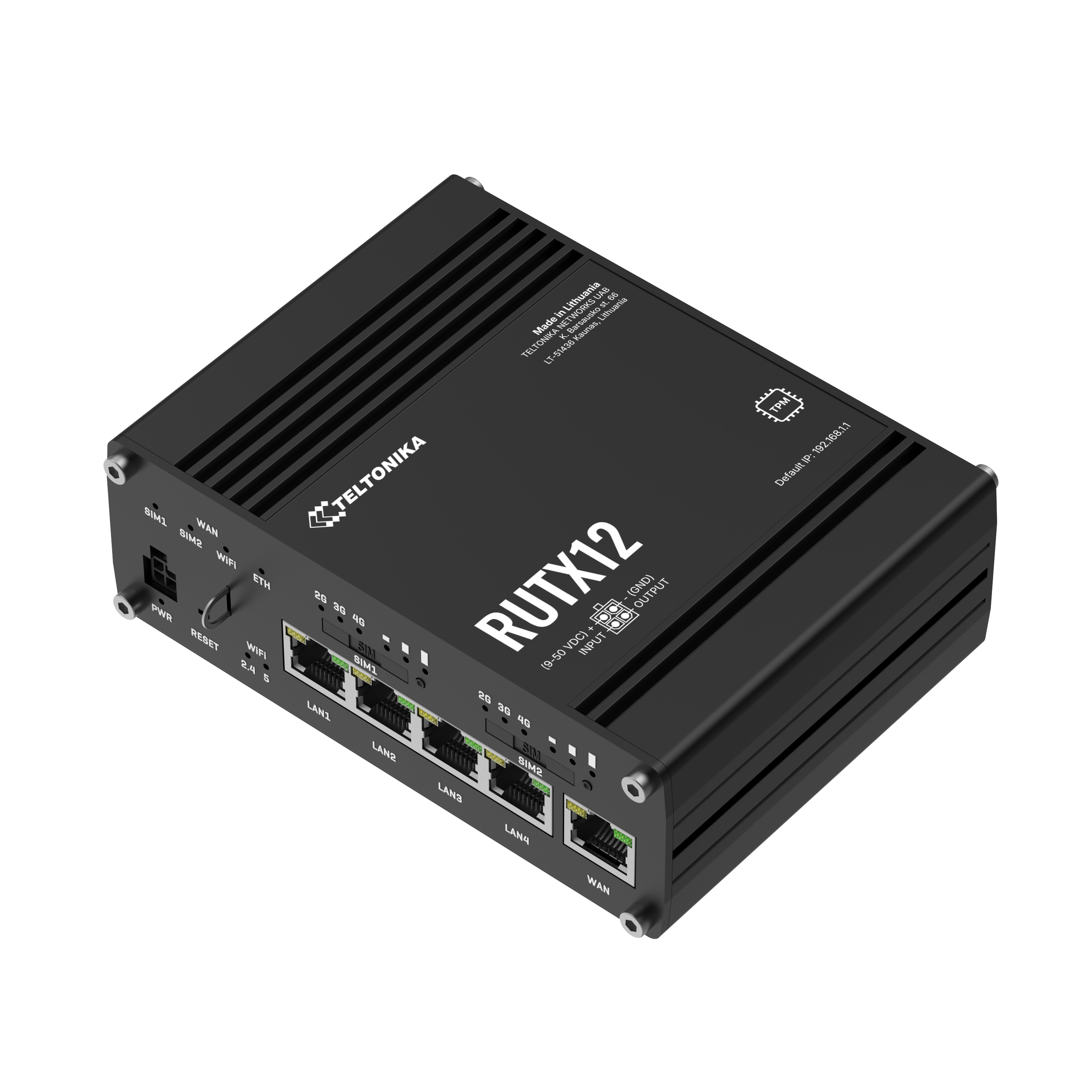 RUTX12 - Industrial Cellular Router. Mobile 2 X 4G/LTE (Cat 6), 3G