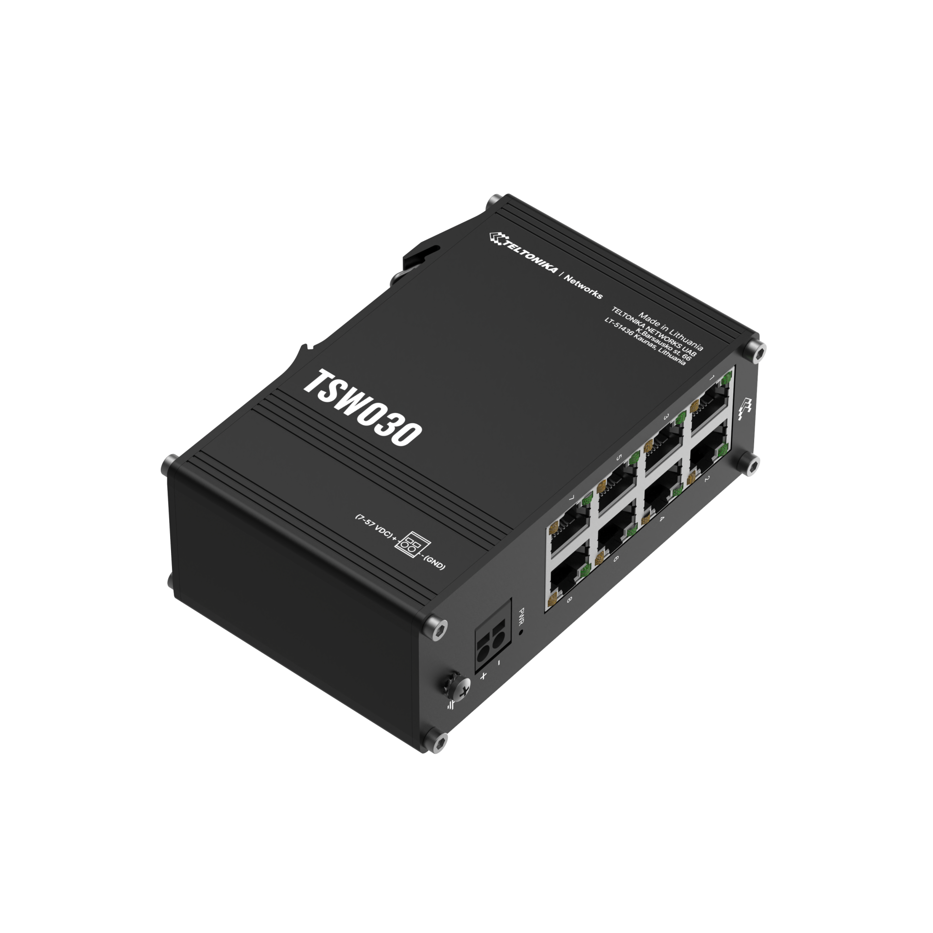TSW030 - 8 PORT ETHERNET SWITCH, DIN RAIL MOUNT